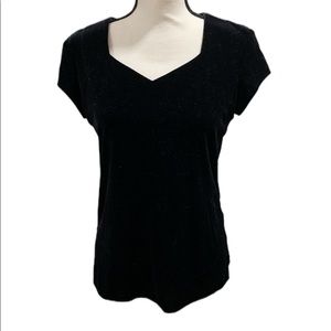 Vintage size 10 stretchy velvet top with princess neckline and side slits